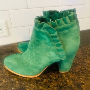 Emerald Ruffle Ankle Boots